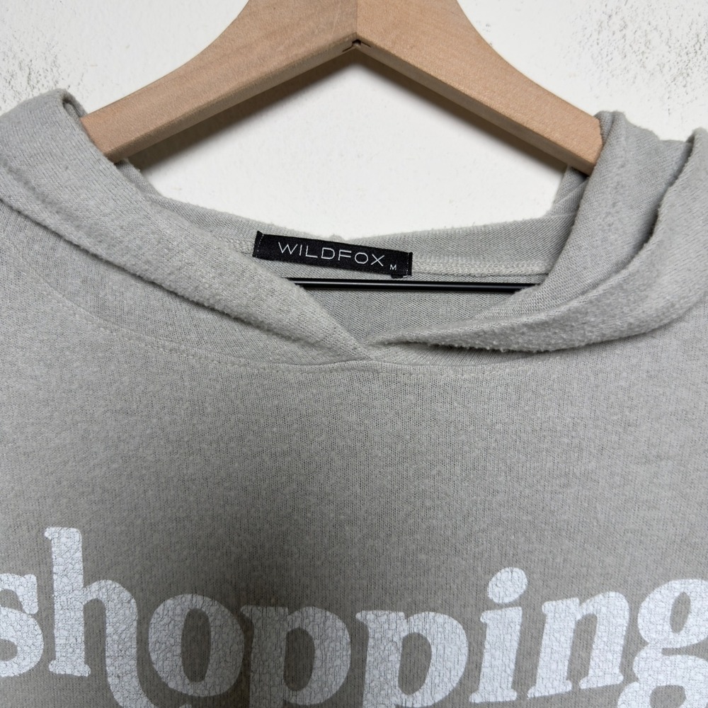 Wildfox Women Hoodie Medium Gray Shopping Is My Cardio Graphic Sweatshirt - Picture 12 of 12